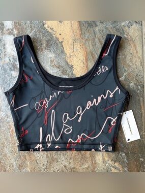 Beverly Beach Body Against All Odds Script Print Crop Top NWT Size Large